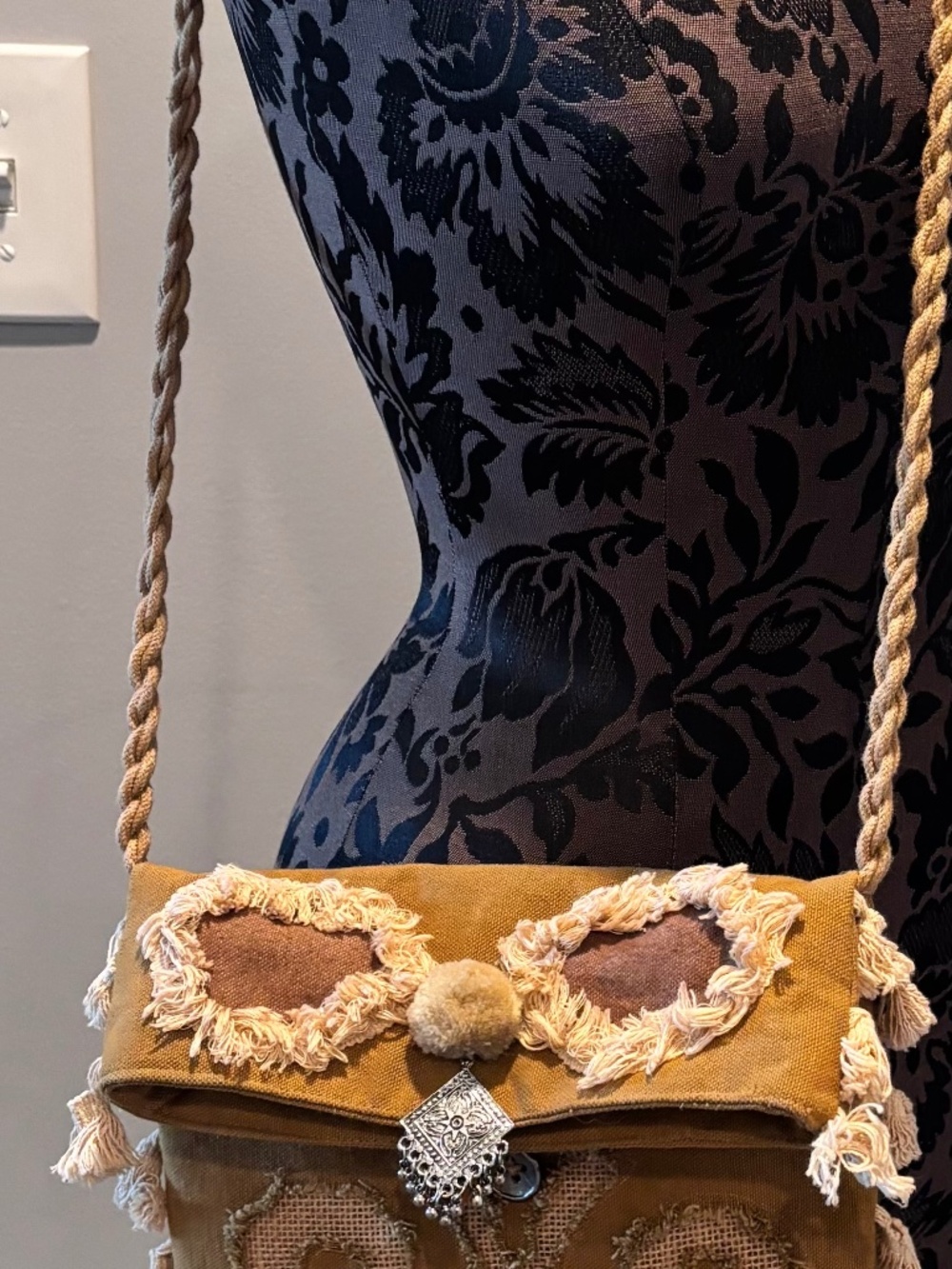 handcrafted bohemian style crossbody shoulder bag